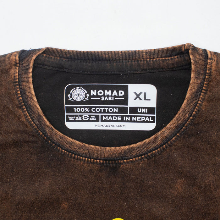 Stonewashed Cotton T-Shirt - Sun & Zodiac, Brown (XL)