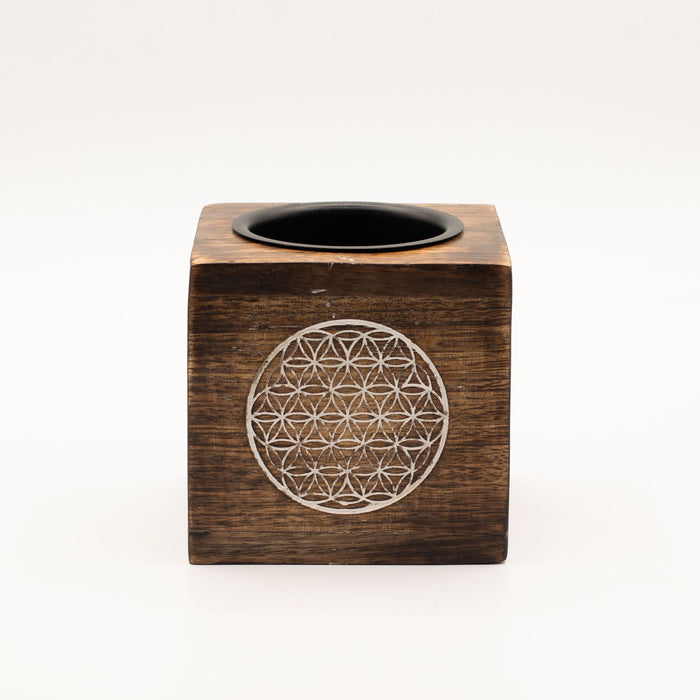 Duftlampe aus Mangoholz – Blume des Lebens