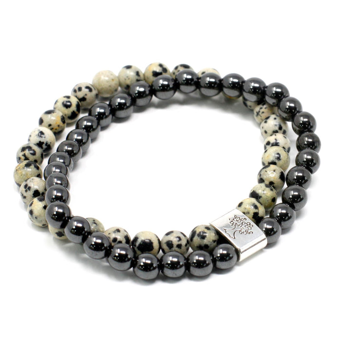 Magnetisches Edelsteinarmband - Dalmatiner Jaspis