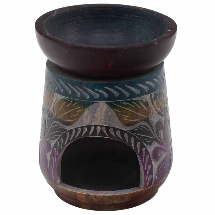 Large Soapstone Oil Burner - Elephant, Multicoloured