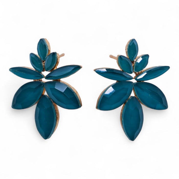 Nymph Aurora Glass Earrings - Flowers, Teal Green
