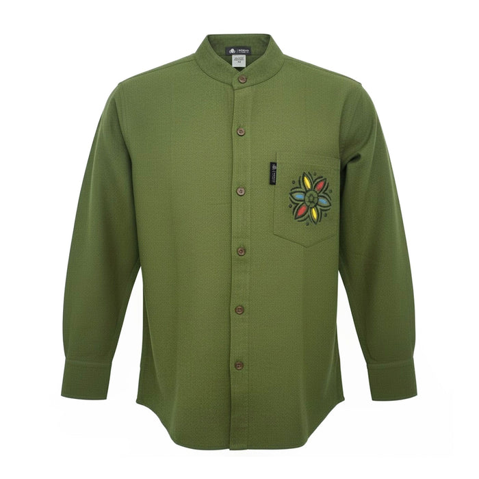 Soft Cotton Kathmandu Shirt - Forest Green (Medium)