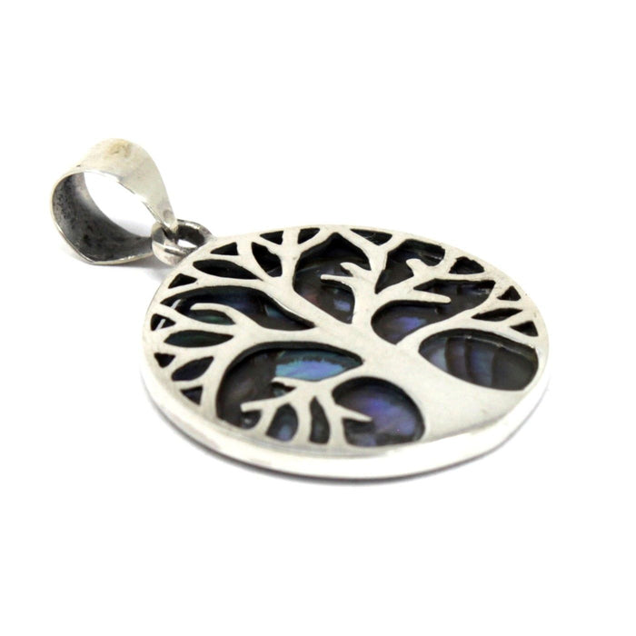 Sterling Silver & Abalone Pendant - Tree of Life (20mm)
