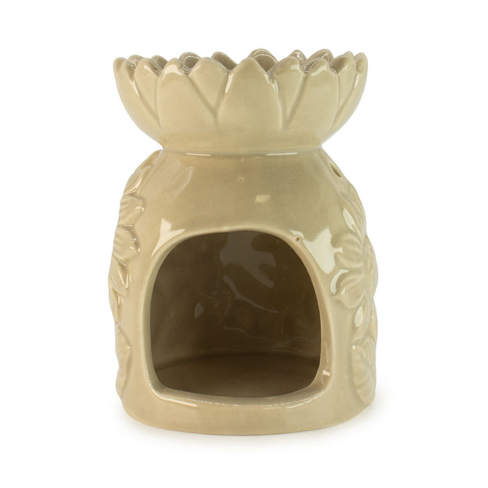Keramik-Ölbrenner – Sonnenblume, Pastellbeige