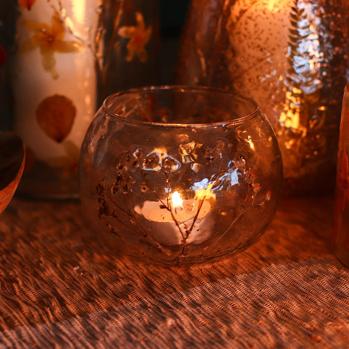Natural Floral Glass Bowl Candle Holder - Margarita