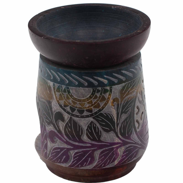 Large Soapstone Oil Burner - Elephant, Multicoloured