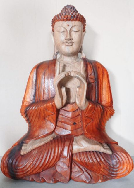 Geschnitzte Buddha-Statue aus Holz, das Juwel haltend – 60cm