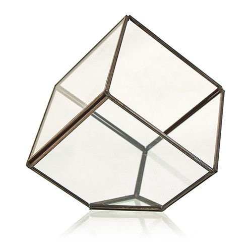 Terrarium aus Glas und Messing – geneigter Würfel