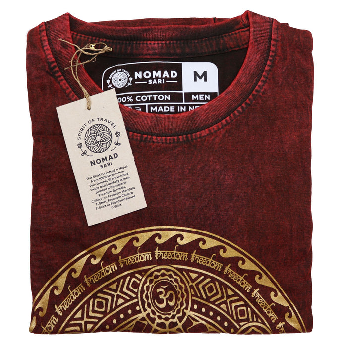 Stonewashed Cotton T-Shirt – Chakra, Maroon (Medium)