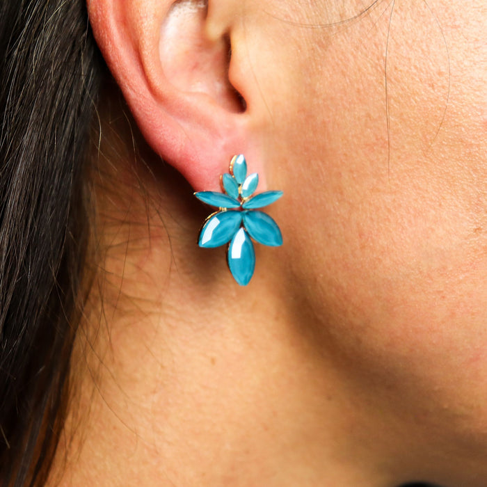 Nymph Aurora Glass Earrings - Flowers, Teal Green