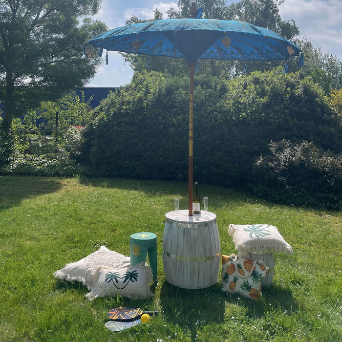 Bali Terrassenschirm – Türkisfarbene Leinwand, 2M