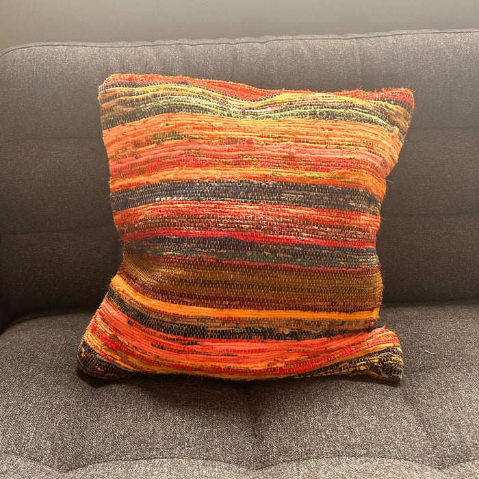 Rag Rug Cushion Cover - Sunrise Oranges