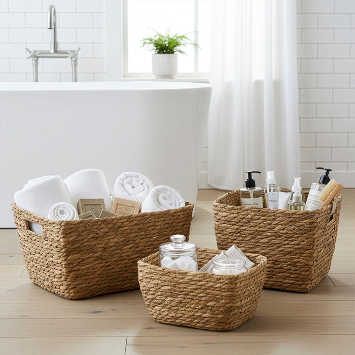 Seegras-Quadratkörbe - Natur - 3er Set