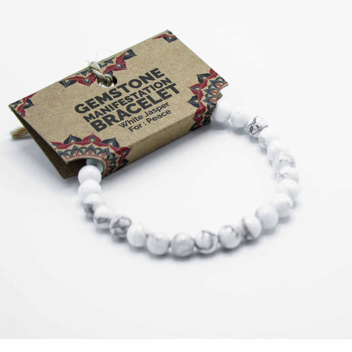 Gemstone 'Manifestation' Bracelet - White Jasper - Peace