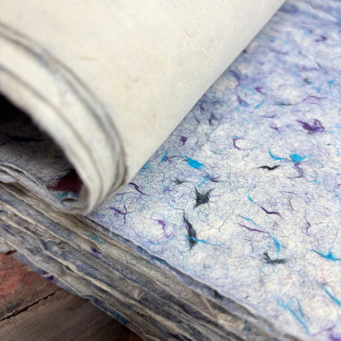 Lokta-Baste / Geschenkpapier - Blaue Baumwolle (5 Blatt)
