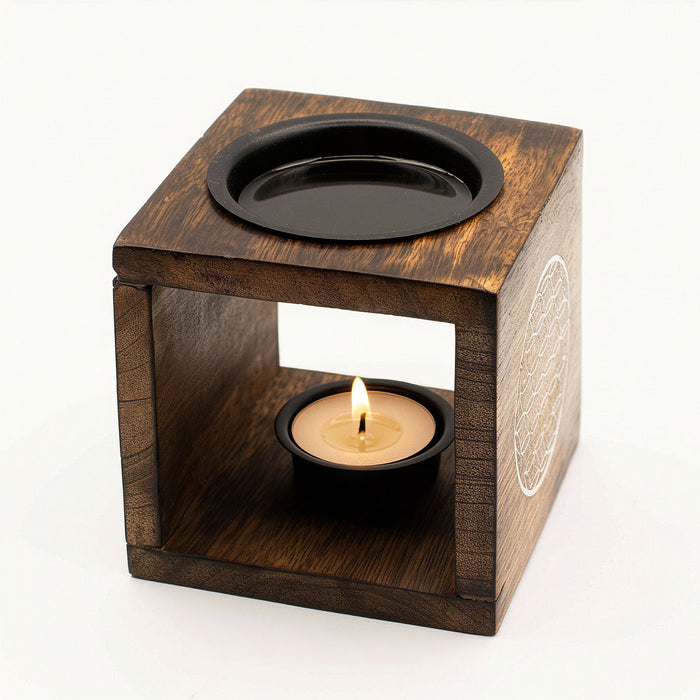 Duftlampe aus Mangoholz – Blume des Lebens