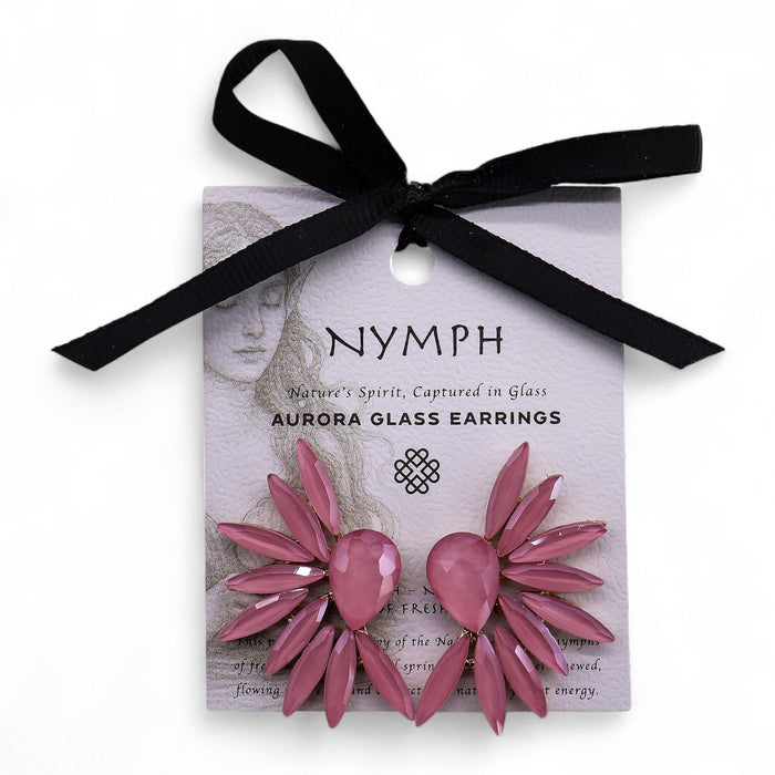 Nymph Aurora Glass Earrings - Angel Wings, Soft Pink