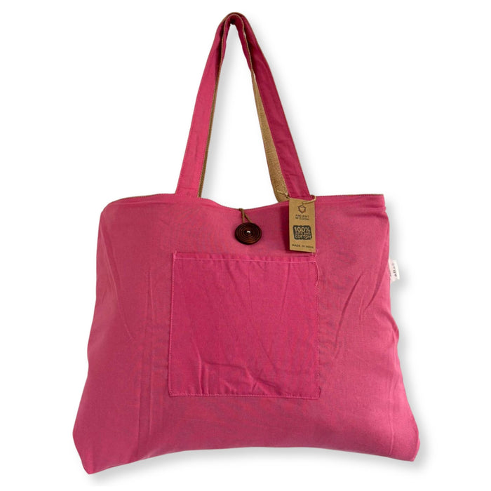 Jute- & Baumwoll-Einkaufstasche – Rosa
