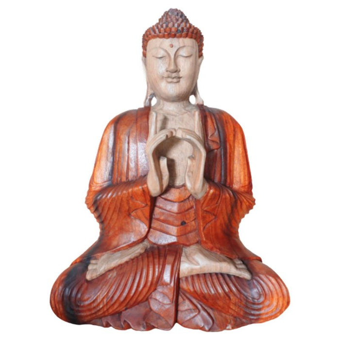 Geschnitzte Buddha-Statue aus Holz, das Juwel haltend – 60cm