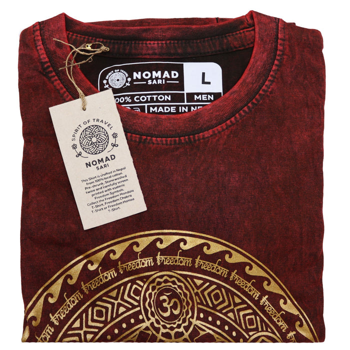 Stonewashed Cotton T-Shirt – Chakra, Maroon (Large)