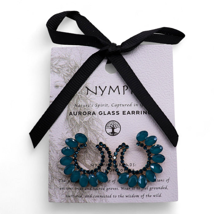 Nymph Aurora Glass Earrings - Loop, Teal Green