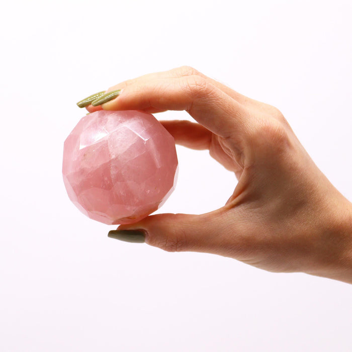 Faceted Gemstone Healing Ball - Rose Quartz