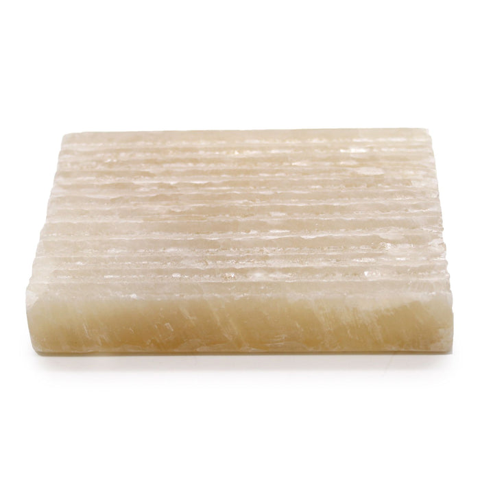 Seifenschale aus Stein – quadratisch, Honig-Onyx