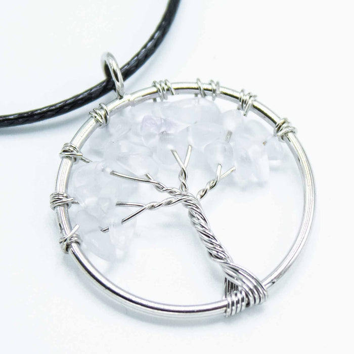 Gemstone Tree of Life Pendant - Rock Crystal