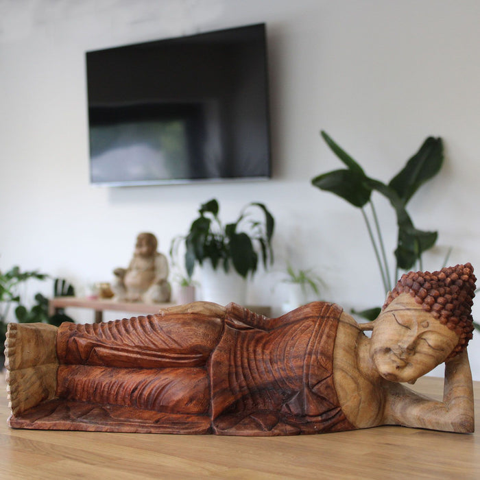 Geschnitzter Holz Buddha schlafend – 50cm