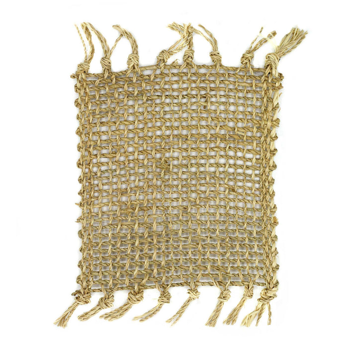 Set Of 4 Seagrass Fringe Natural Coasters - Natural