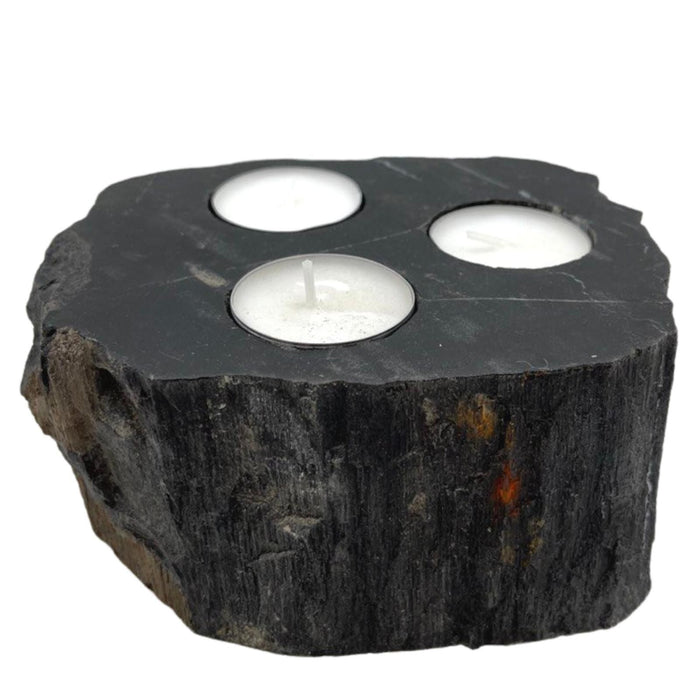 Teelichthalter aus versteinertem Holz – Dreifach