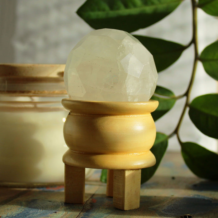 Faceted Gemstone Healing Ball - Rock Quartz