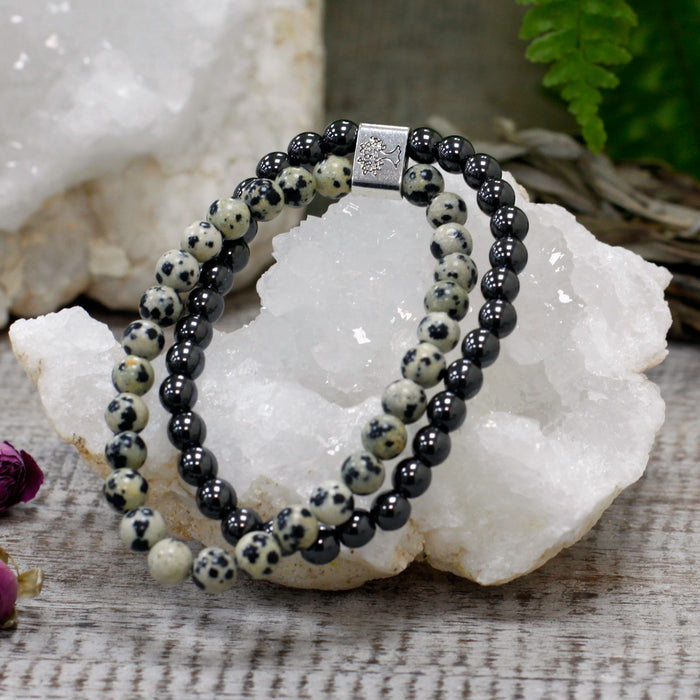 Magnetisches Edelsteinarmband - Dalmatiner Jaspis