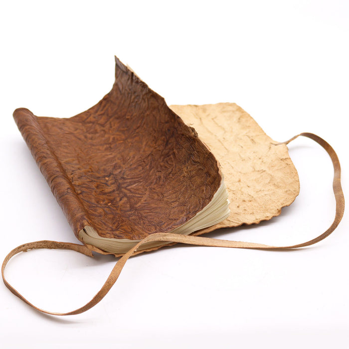 Reise-Notizbuch aus gerolltem Leder – Natur (20x15 cm)