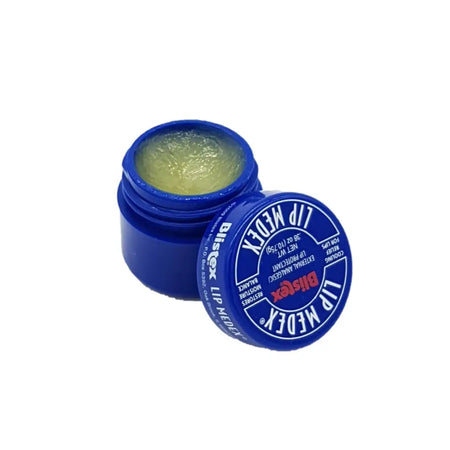 Blistex lip medex lip balm container with greenish yellow gel inside for soothing and moisturizing lips