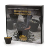 Box of 12 black frankincense incense resin cups with 2 in 1 charcoal and resin blend in a simple packaging