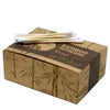 A box of 200 bamboo cotton buds in natural brown cardboard with green bamboo leaf patterns on the lid