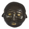 Dark bronze brass four face buddha pendant with gold inlay detailing eyes and lips measures 10cm