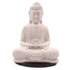 A serene off-white buddha glow lamp with cracked texture in a lavender crackle finish for meditation decor
