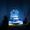 Sky blue led buddha lamp with crackle effect and glowing illumination for meditation and relaxation spaces