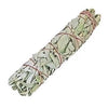 A tightly bound bundle of white sage leaves tied with red string for use as a sage smudge stick in 10cm and 15cm sizes