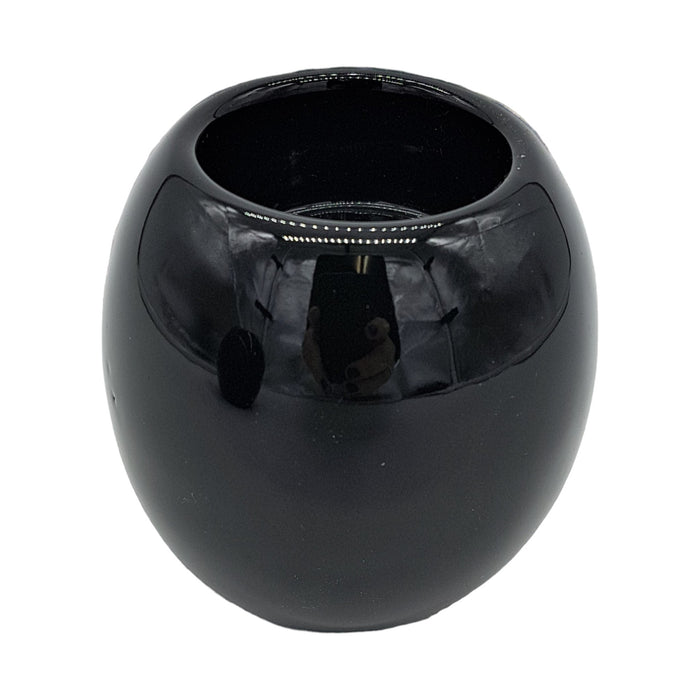 Contemporary Black Round Ceramic Tealight Holder - Short