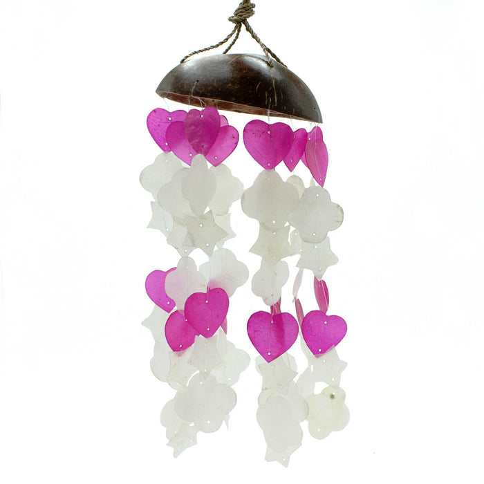 Capiz-Muschel- & Kokosnuss-Klangspiel – Gemischte Formen, Rosa & Weiß
