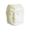 White ceramic buddha head oil burner planter with serene facial features and textured hair for home decor
