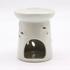 White ceramic oil burner with glossy finish and dragonfly cut-out patterns on the sides for oil burners use