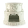 White ceramic oil burner pet heater with a rose design and arched doorway for happy birthday cake decor