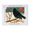 A mary fedden christmas card pack featuring six blackbird illustrations on teal and orange backgrounds in white envelopes