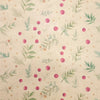 Beige recycled kraft wrapping paper with a watercolor pattern of green leaves and pink berries on kraft paper