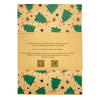 Beige recycled kraft wrapping paper with green christmas trees pink bows and black stars festive pattern on kraft paper