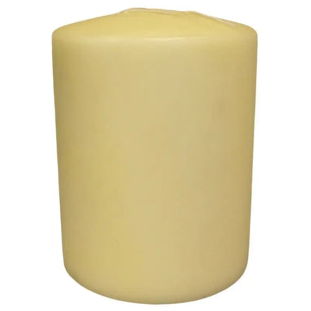 Cream-colored cylindrical church candle with three wicks and a smooth slightly glossy surface 150 by 200 cm